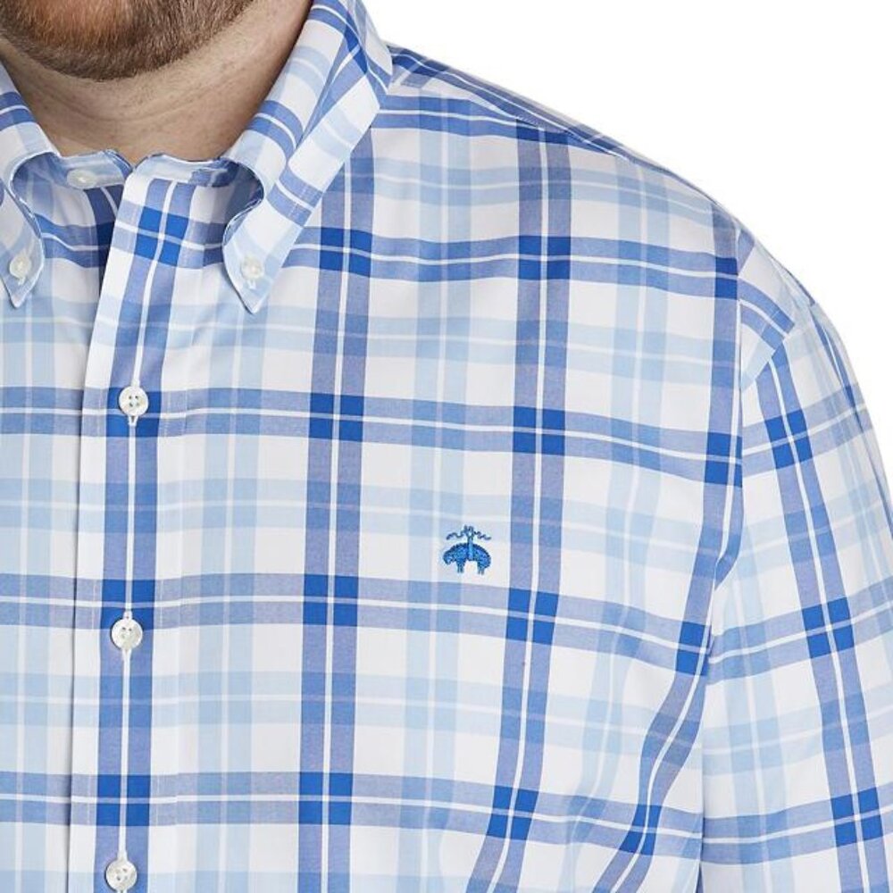 Unique "The Good Doctor"!! Brooks Brothers Checkered Dress Shirt Blue, Small